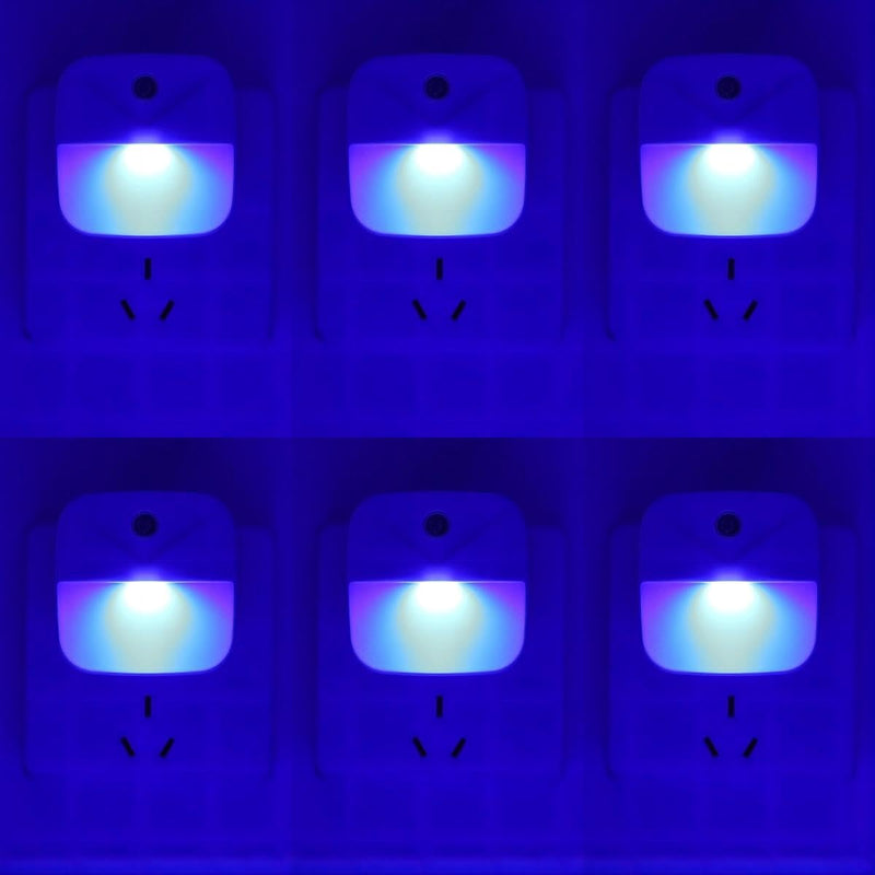 [Australia - AusPower] - KINUR 6 Pack LED Blue Night Light Plug in, Dusk to Dawn Sensor Automatic on and Off, Energy efficient, Soft Glow nightlights for Kids, Nursery, Bedroom, Bathroom, Hallway, Stairs, Kitchen 
