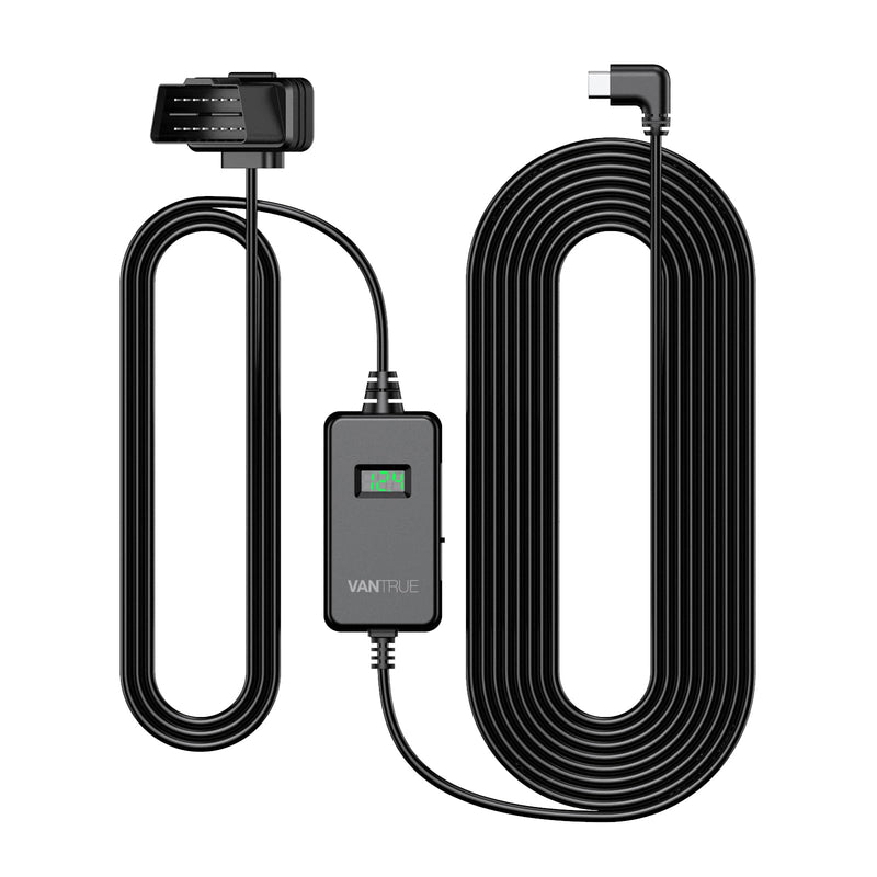 [Australia - AusPower] - VANTRUE 10ft Type C USB OBD Hardwire Power Cable with LED Screen, 3 Gear Shifting, Low Voltage Protection for Parking Mode, for N4 Pro, N5, N4, S1 Pro, N2 Pro(2023), E1, E1 Lite, E2, E3, N2S Dash Cam 