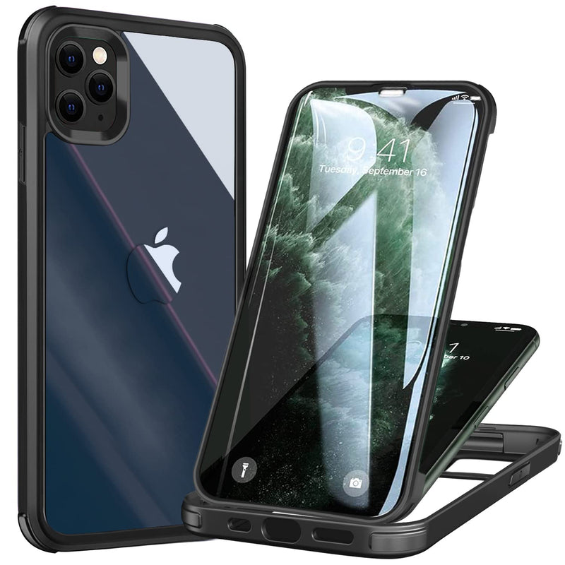 [Australia - AusPower] - UBUNU Case for iPhone 12 Pro Max [6.7 inch], New Upgraded Dual Layer Full Body Protective Clear Phone Case with Built-in Screen Protector, Black 