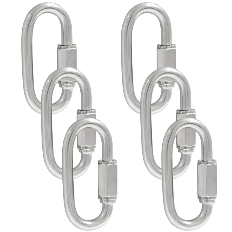 [Australia - AusPower] - 6Pcs Quick Links 3/16 Inch 304 Stainless Steel D Shape Locking Quick Connector, M5 Quick Link Chain Heavy Duty Durable Chain Connector - 648lbs Capacity M5, 6Pcs 