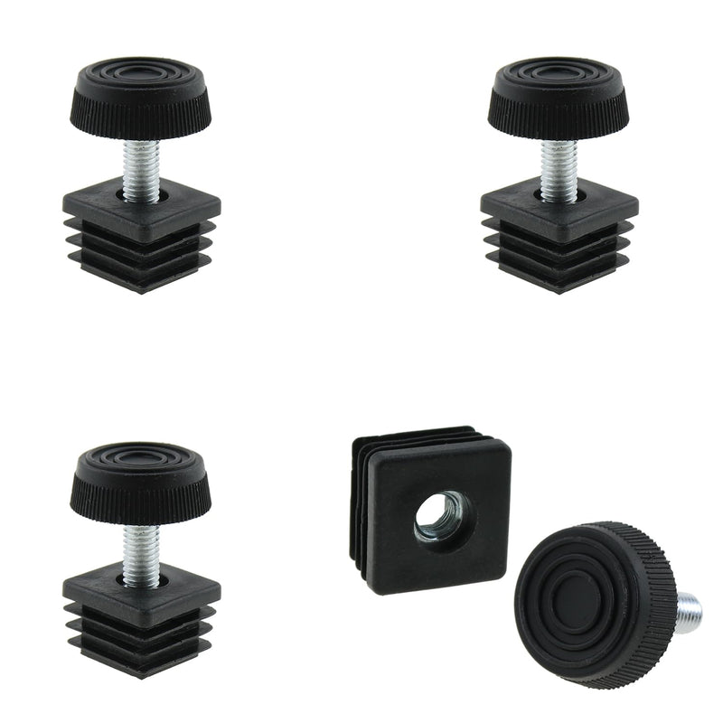 [Australia - AusPower] - DGZZI 4PCS Plastic Metal Square Tube Insert Kit Adjustable Levelling Feet Black Furniture Adjustable Feet Nut Pipe Plug Supporting Feet for Mechanical Equipment and Fitness Equipment and Rack 