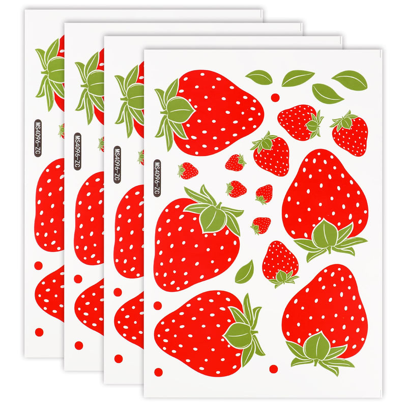 [Australia - AusPower] - 4 Pages Strawberry Stickers, Cute Strawberry Shortcake Stickers, Waterproof Removable Strawberry Wallpaper Stickers for Girl Decorations 