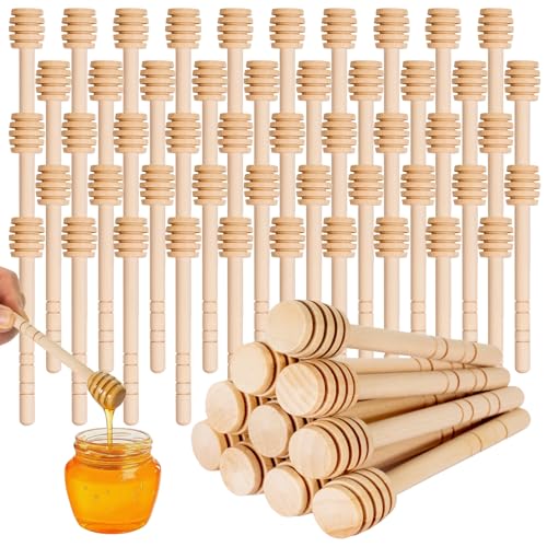 100Pcs 4inch Honey Dipper Sticks - Wooden Honey Dipper, 4 Inch Mini Honeycomb Stick, Honey Stirrer Stick for Honey Jar Dispense Drizzle Honey and Wedding Party Present 100PCS 4 Inch