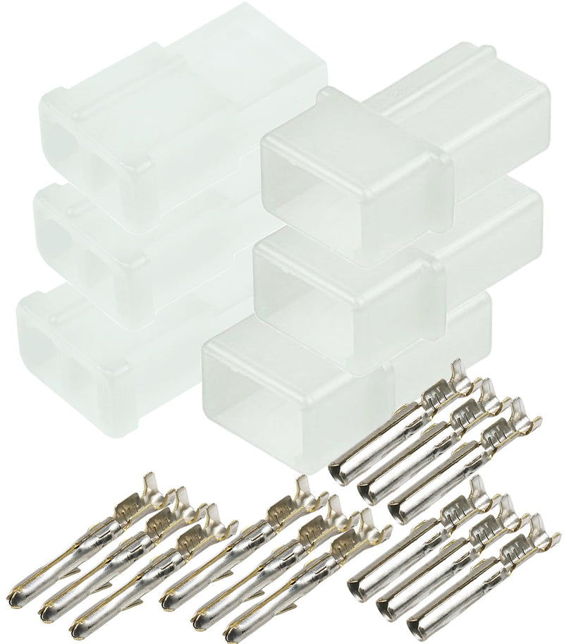 [Australia - AusPower] - 3-PACK (2 Pin) 15A, 250/VAC/VDC Male & Female White Connector, Commercial MATE-N-LOK Free Hanging 2-Pin (White) 