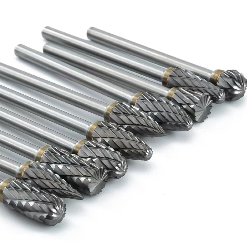 [Australia - AusPower] - Carbide Burr Set 10PC 1/8" Shank Tungsten Double Cut Carbide Rotary Burr Set for Metal and Wood Carving, Grinding, Polishing, Engraving, Drilling. 10PC 1/8 shank 