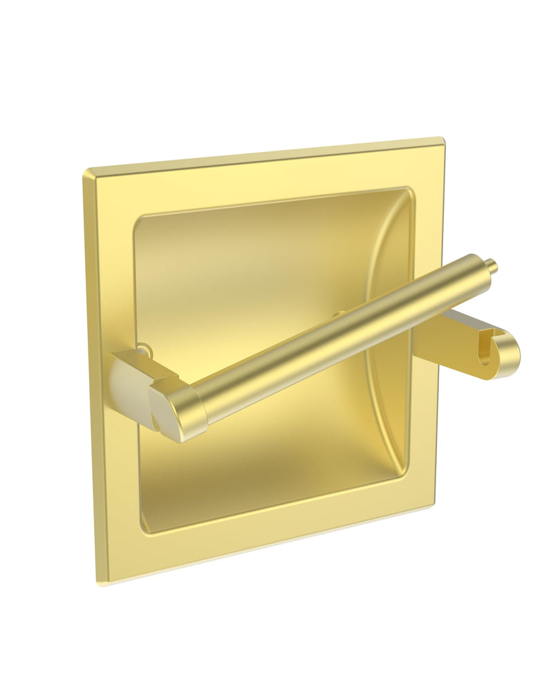 Brushed Gold Recessed Toilet Paper Holder,Pivoting Toilet Tissue Holder,Made of SUS304 Stainless Steel, in Wall Toilet Paper Holder with Bracket Brushed Gold