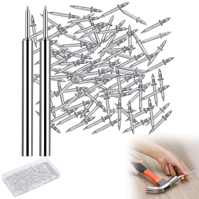 [Australia - AusPower] - 100Pcs Double-Head Skirting Thread Seamless Nail, Skirting Line Without Marks Nail, Invisible Security Screws Equipped with Nail Specific Sleeve Tool 100 