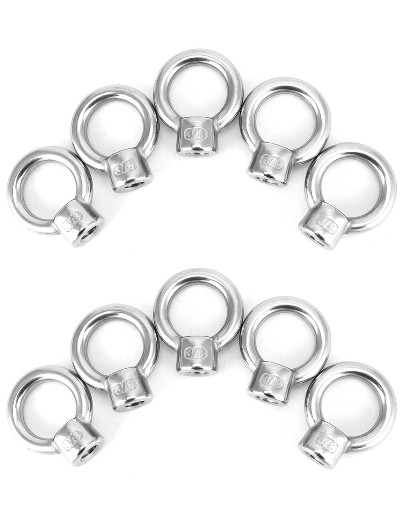 [Australia - AusPower] - QWORK Lifting Eye Nut, 10 Pack, 3/8" UNC Marine Grade Stainless Steel 316 3/8" 