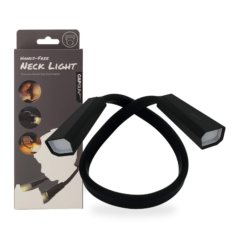 [Australia - AusPower] - RADIXIUM Black LED Neck Reading Light, Multifuntion Book Light for Reading in Bed and Camping, 4 Brightness Levels, Bendable Arms, Rechargeable, Long Lasting, Comfortable & Lightweight, Soft as Skin 
