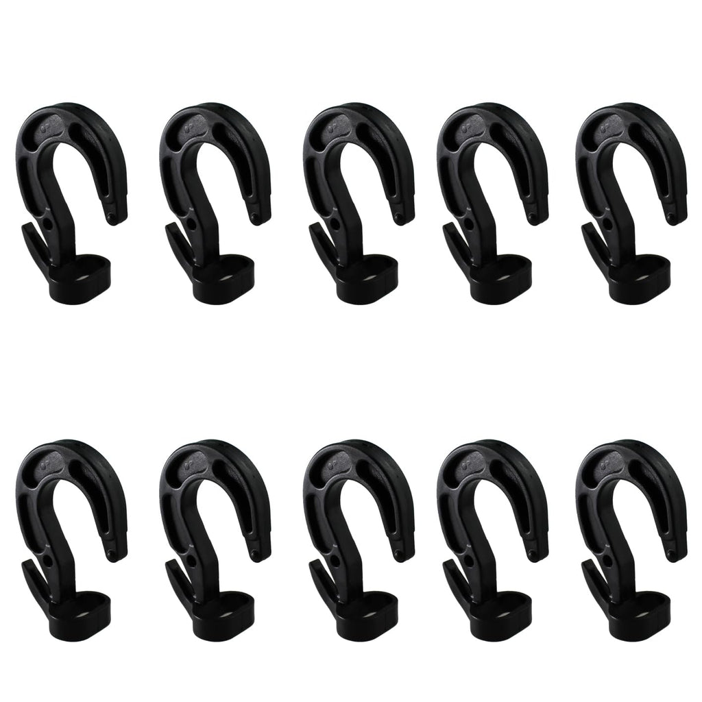 [Australia - AusPower] - TAODAN 10PCS HD Plastic Shock Cord Bungee Cord Hooks Elastic Plastic Shock Cord Bungee Cord Hooks with Safety Carabiner Fits 1/4 Inch 5/16 Inch Electric Shock Cord 
