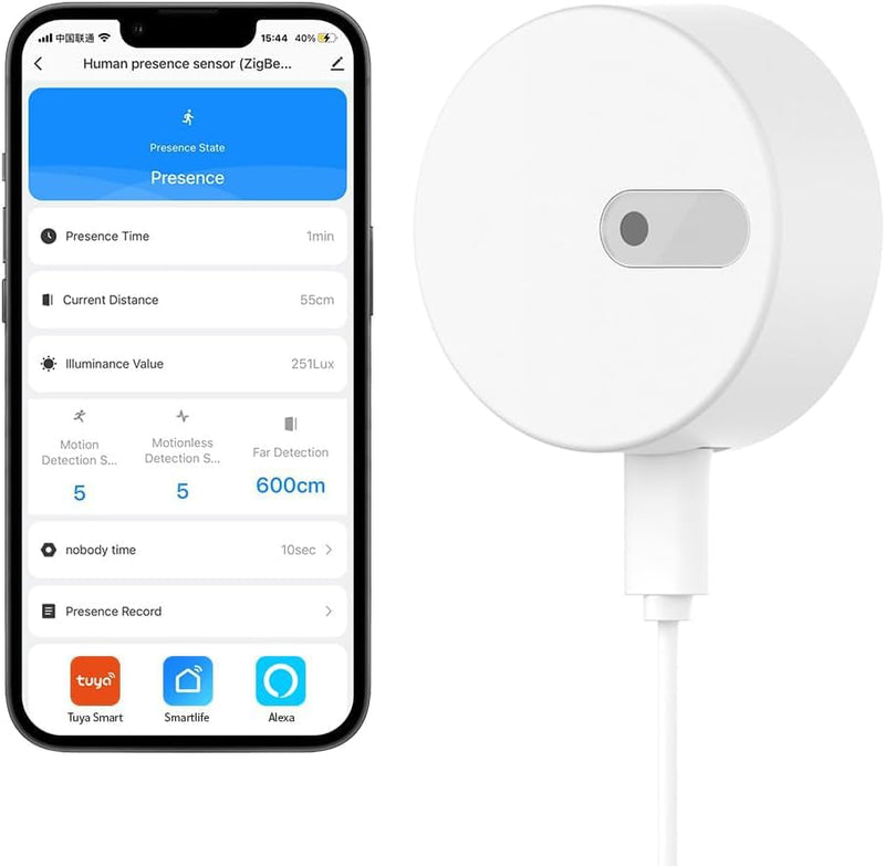 [Australia - AusPower] - Linptech WiFi Human Presence Sensor,Smart Motion Sensor with 24G mmWave Radar,Occupancy Sensor for Home Security and Automation,Compatible with Alexa/Smart Life/Tuya Smart,No Hub Required(White) 
