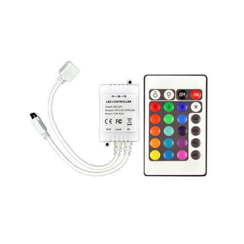 OSALADI DC12V LED Controller with 24 Buttons RGB Remote Control for SMD 5050 LED Strips, Wireless Control of Brightness and Color Changing for Lighting Applications