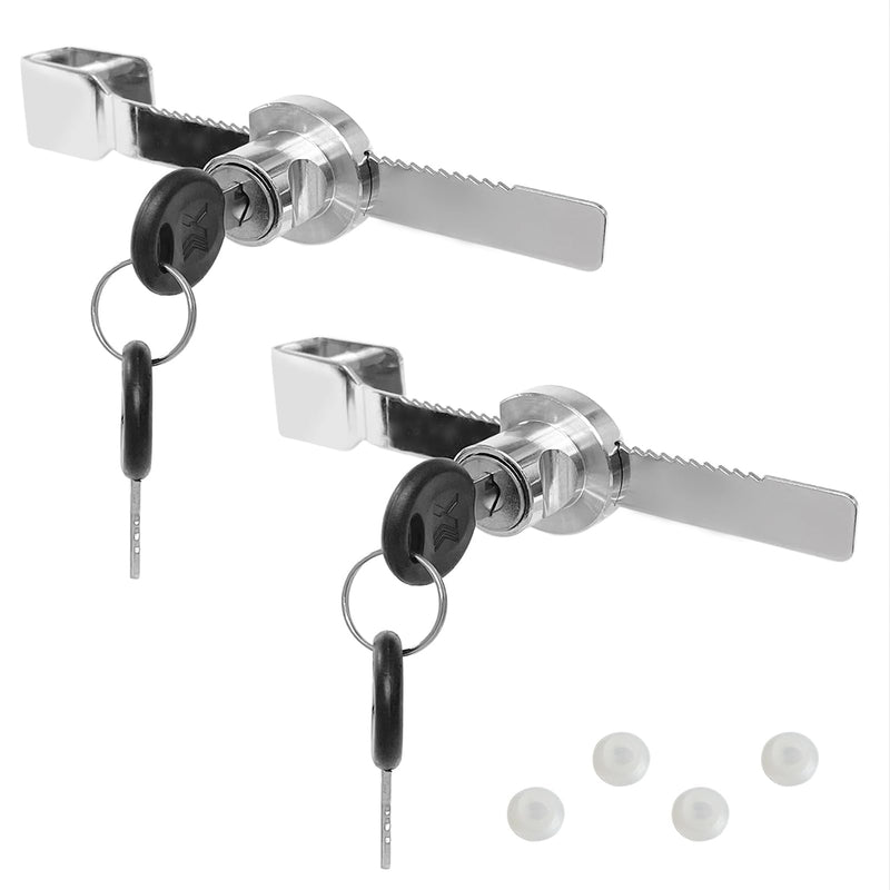 [Australia - AusPower] - Sliding Glass Door Ratchet Lock Zinc Alloy No Drill Glass Door Lock Keyed Alike Showcase Display Lock for 0.16-0.31inch Glass - 2 Pack (Silver 2 pcs, A328) Silver 2 pcs 