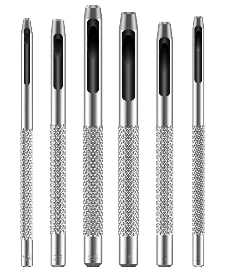 [Australia - AusPower] - UNCO- Hollow Leather Hole Punch Set, 6 pcs, Steel, Leather Hole Punch Tool, Leather Punch Tool, Hole Punch for Leather Punch Set, Hollow Punch Set, Gasket Hole Punch Set, Hollow Hole Punch Set 