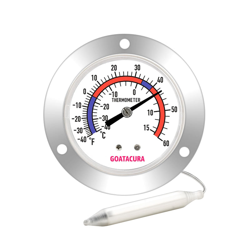 [Australia - AusPower] - Vapor Capillary Refrigeration Thermometer, Stainless Steel Flanged Panel Mount, 2" Dial Size, 48" Capillary, -40-60 Deg F/-40-15 Deg C 