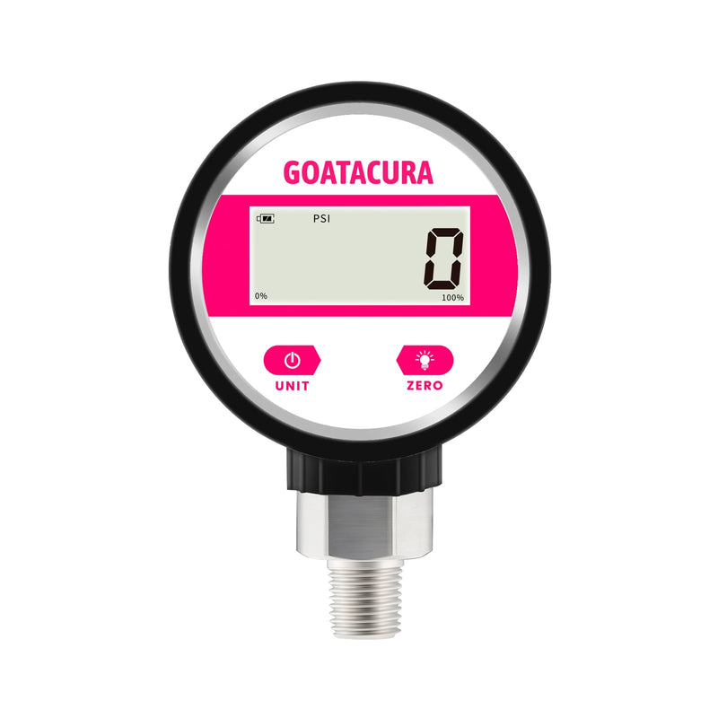 [Australia - AusPower] - 0-1000psi Digital Industrial Pressure Gauge, 2-1/2" Dial Size, 1/4" NPT Lower Mount, 304 Stainless Steel Case and Connection, 1% High Accuracy, with Protective Sleeve 0-1000psi 