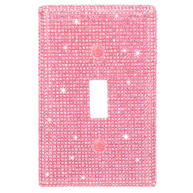 [Australia - AusPower] - Pink Light Switch Cover Pink Shiny Wall Plate Cover Rhinestones Outlet Covers Decorative Bling Switch Cover Rhinestone Light Switch Cover Shiny Single Light Switch Decorative Cover 