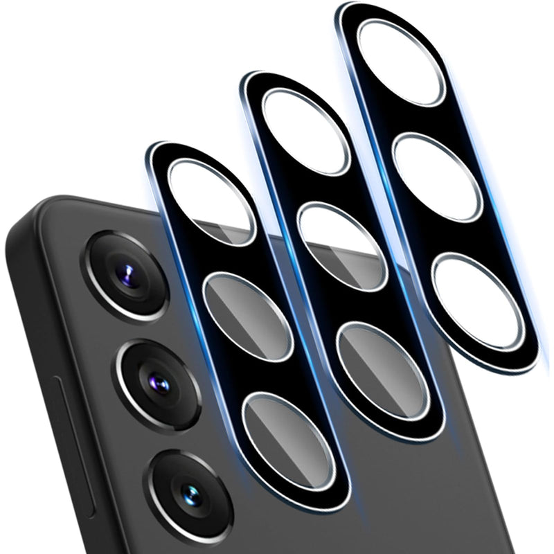 [Australia - AusPower] - DEERLAMN (3-Packs for Samsung Galaxy S24 Camera Lens Protector(6.2 Inch),9H Hardness Anti Scratch Easy Installation Tempered Glass - Black 
