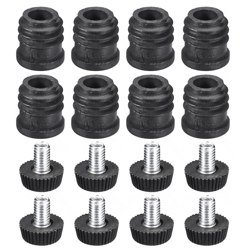 [Australia - AusPower] - uxcell 4Pcs Inserts for Round Tubes with Leveling Feet, for 16mm/0.63" OD Round Tube, M6 Thread Black Plastic Furniture Chair Leg Plug Blanking End Caps Insert Plugs 4 