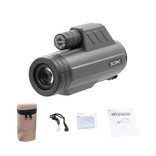 12x32 Monocular Telescope,Compact Waterproof Fogproof for Bird Watching 12x32 dark grey