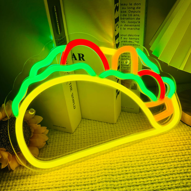 [Australia - AusPower] - Artlast Tacos Shaped Neon Sign LED Neon Taco Signs for Mexican Food Restaurant Wall Decor Tacos Decorations for Taco Bar Party Kitchen Bedroom Wall Art Decor Signs 