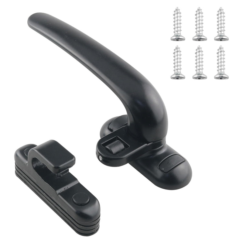[Australia - AusPower] - WHYHKJ Black Aluminum Alloy Door Window Locking Pulls Interior and Exterior Window Lock Handles Casement Window Lock, Left Handle 