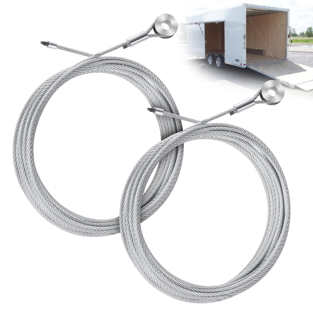 [Australia - AusPower] - 2PCS 150" Garage Door Spring Cable Wire,Enclosed Cargo Trailer Ramp Door Replacement Kit Cables 12.5' 