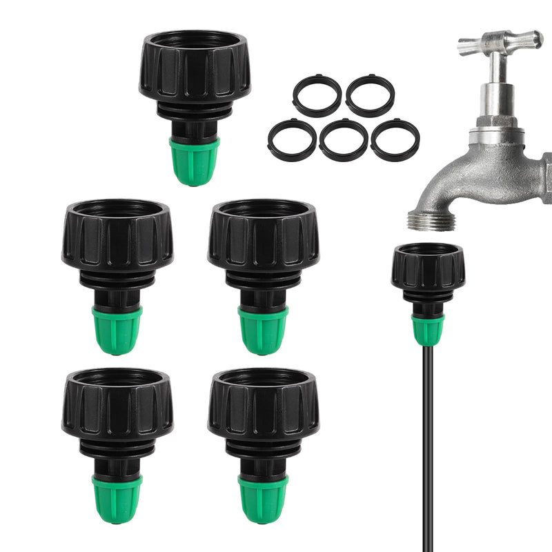 [Australia - AusPower] - Garden Hose Adapter 3/4 to 1/4 Inch Drip Irrigation Tubing Connectors Lock Barbed design 3/4 US Standard GHT Thread 5 Pack(3/4" to 1/4" Pipe Connector) 3/4" to 1/4" Pipe Connector 