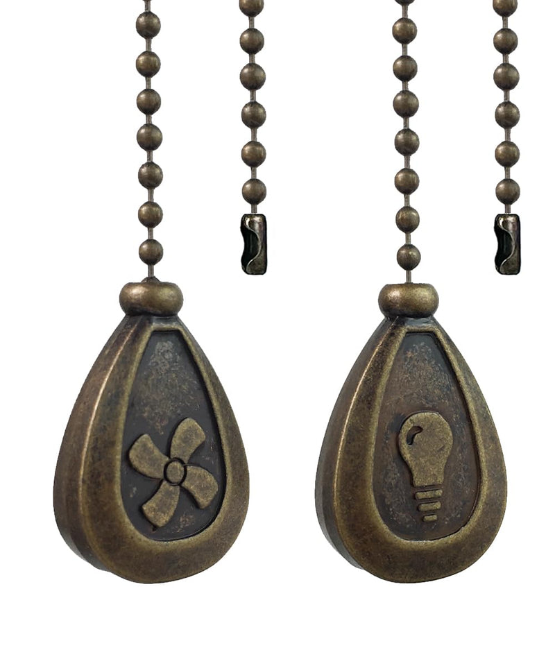 [Australia - AusPower] - OMYZERO 2Pcs Ceiling Fan Pull Chain Set, 12Inches Decorative Fan Pull Chain Pendant Extension, Lighting & Fan Beaded Ball Chain Extender with Connector(Bronze) Bronze 