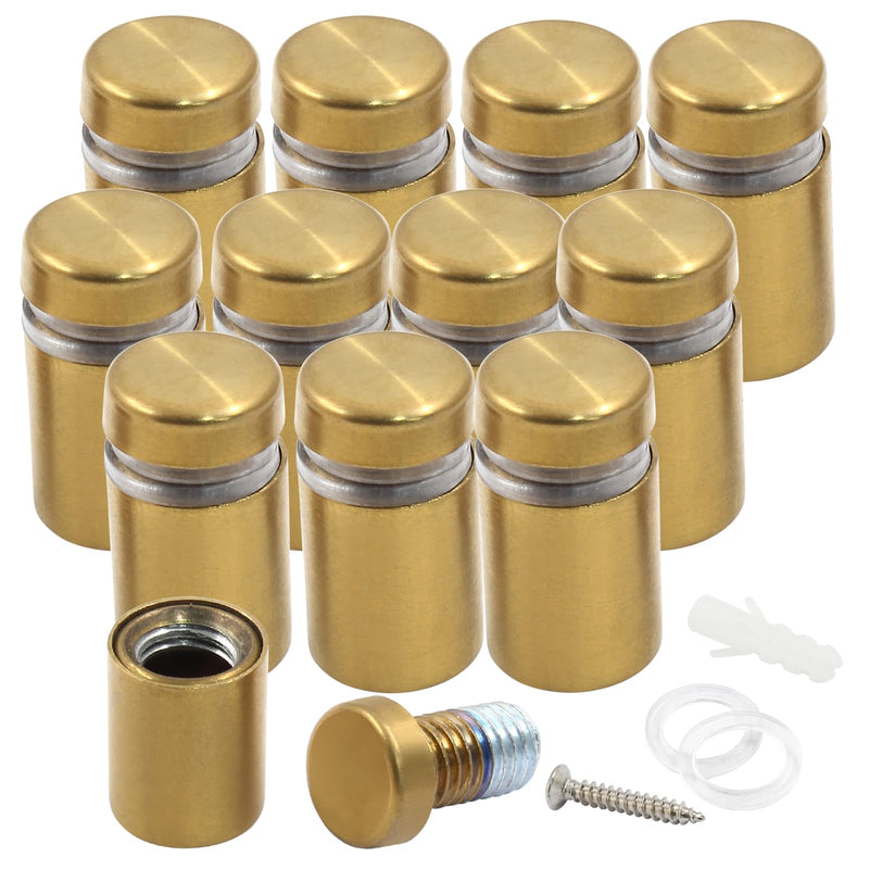 [Australia - AusPower] - 1/2" x 3/4" Sign Standoff Screws 12 Pcs Wall Standoff Mounts, Acrylic Standoff Screws Glass Standoff Acrylic Wall Mount Hardware Kit for Glass Acrylic Signs Boards, Gold 1/2" x 3/4",12 Pcs 