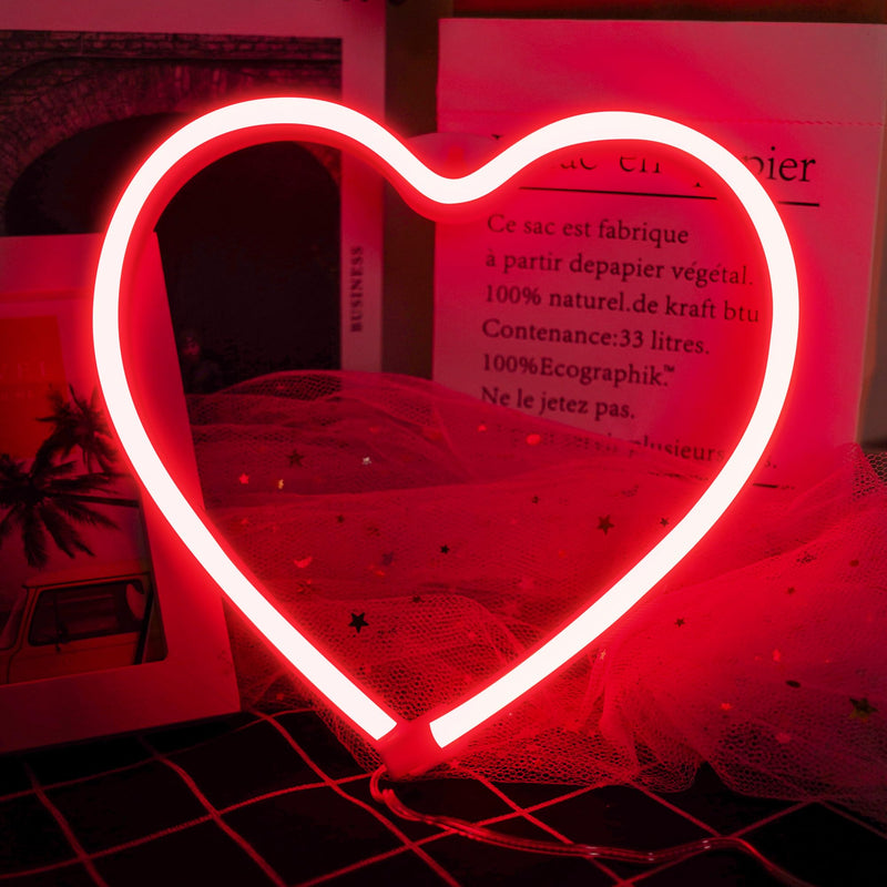 [Australia - AusPower] - Red Heart Neon Sign, LED Light 3-AA Battery Operated or USB Powered Decorations Lamp, for Girl's Room Dorm Wedding Anniversary Valentineâ€™s Day Motherâ€™s Day Birthday Party Home DÃ©cor 
