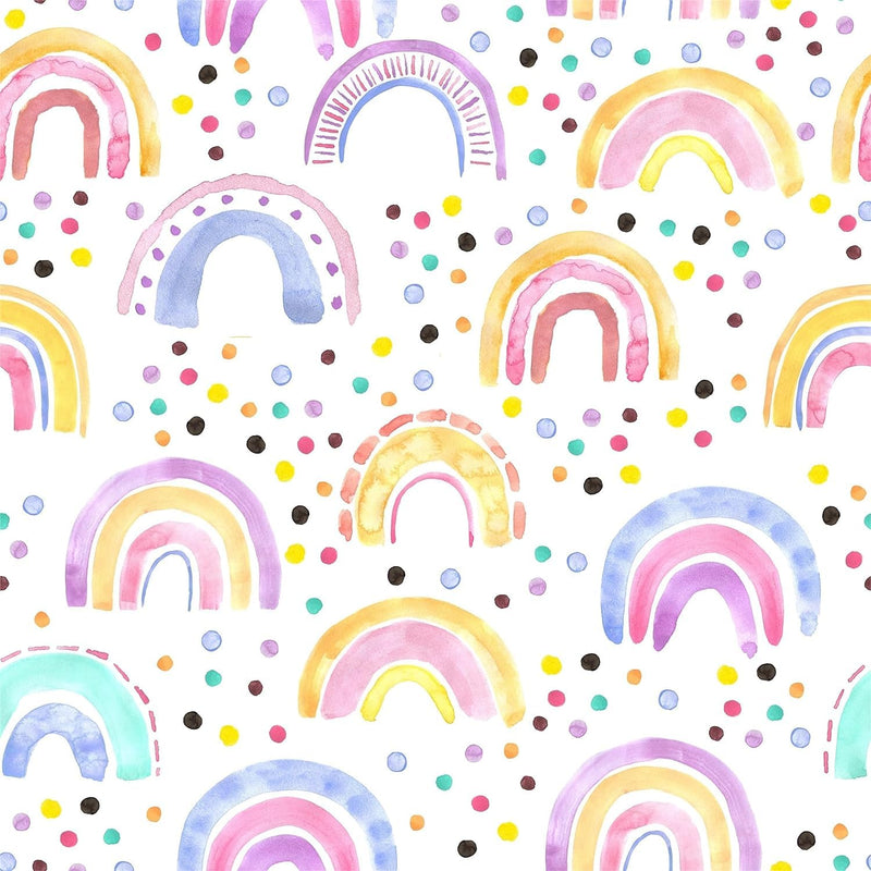 [Australia - AusPower] - AROMMO Boho Rainbow Wallpaper Peel and Stick Wallpaper Rainbow Wall Decals Cute Colorful Dots Rainbow Contact Paper Nursery Wallpaper Vinyl Wall Mural for Home Decor 17.7" x 118.1" 17.71"*118.1" 