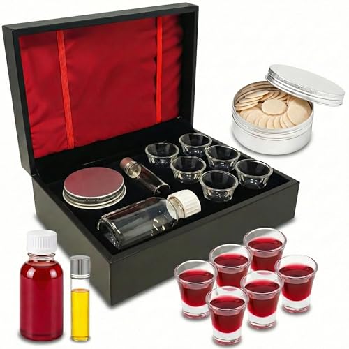 Portable Communion Set for Travel, Home, and Wedding - Communion Kits for Home Visits Premium Communion Ware Set