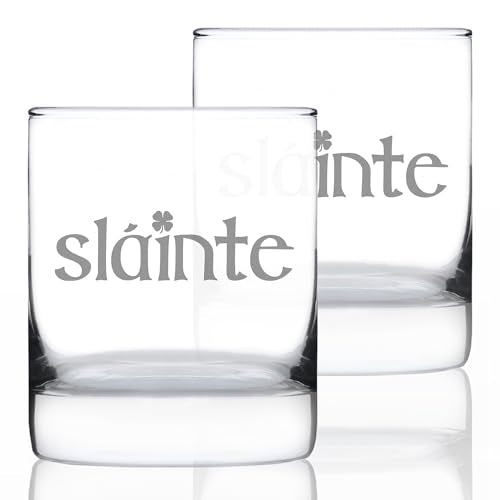 Slainte Irish Cheers Rocks Glass Engraved in Colorado - 10.25 oz - Set of 2