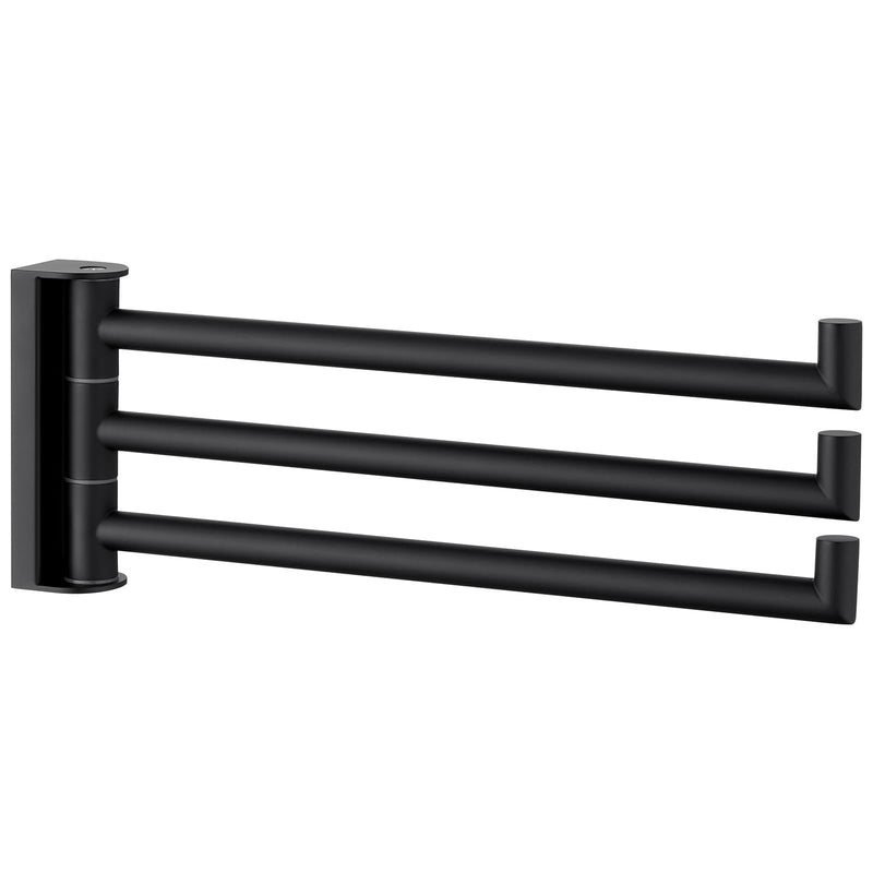 [Australia - AusPower] - Swivel Hand Towel Holder 3 Bars, Angle Simple 304 Stainless Steel Hand Towel Rack, Folding Bathroom Towel Hanger Wall Mount, Matte Black 