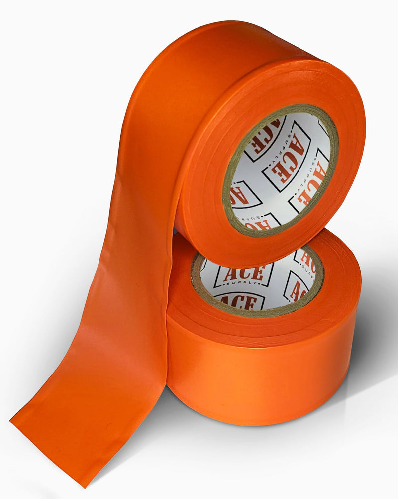 [Australia - AusPower] - Orange Flagging Tape Survey Tape - Non-Adhesive Surveyors Tape - 2 Pack - 1.5" Width, 150' Length, 2 Mil - Marker Tape Flagging Ribbon Fluorescent Orange 