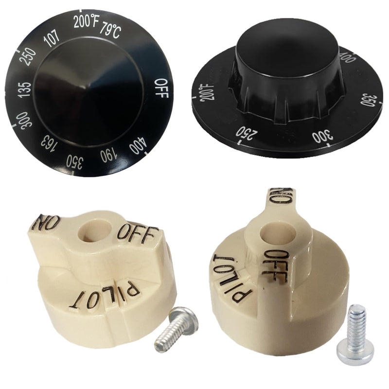 [Australia - AusPower] - MCAMPAS 2 Pack Control Valve Beige Pilot Dial Knob and 200-400°F Thermostat Knob for Fryers, Range, Braising 