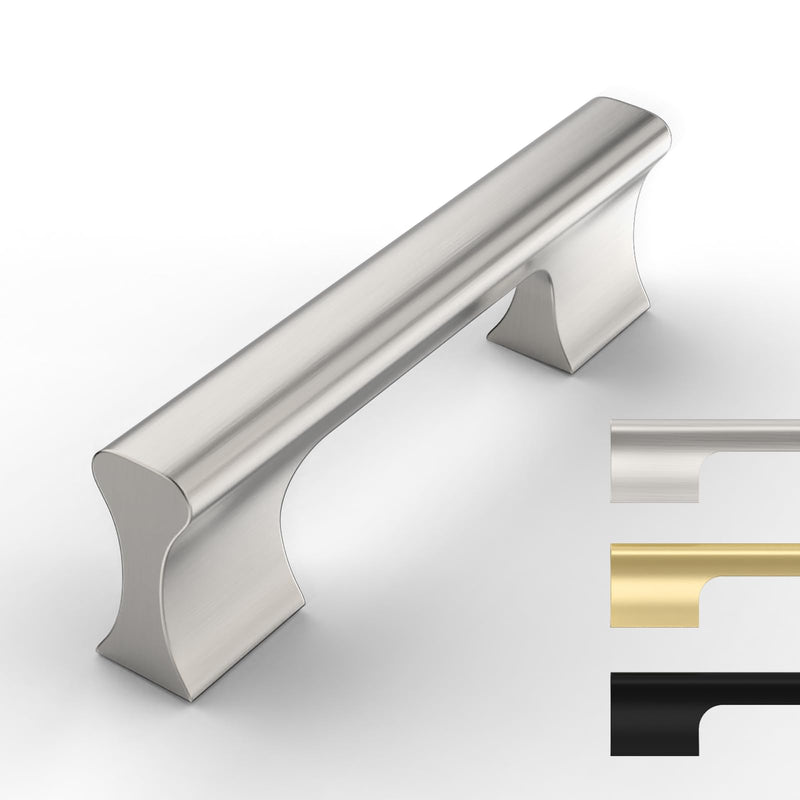 9BUILD 10 Pack Brushed Satin Nickel Cabinet Pulls - 3 Inch Cabinet Handles - Kitchen Cabinet Hardware - Drawer Handle 3"/76MM Hole Center