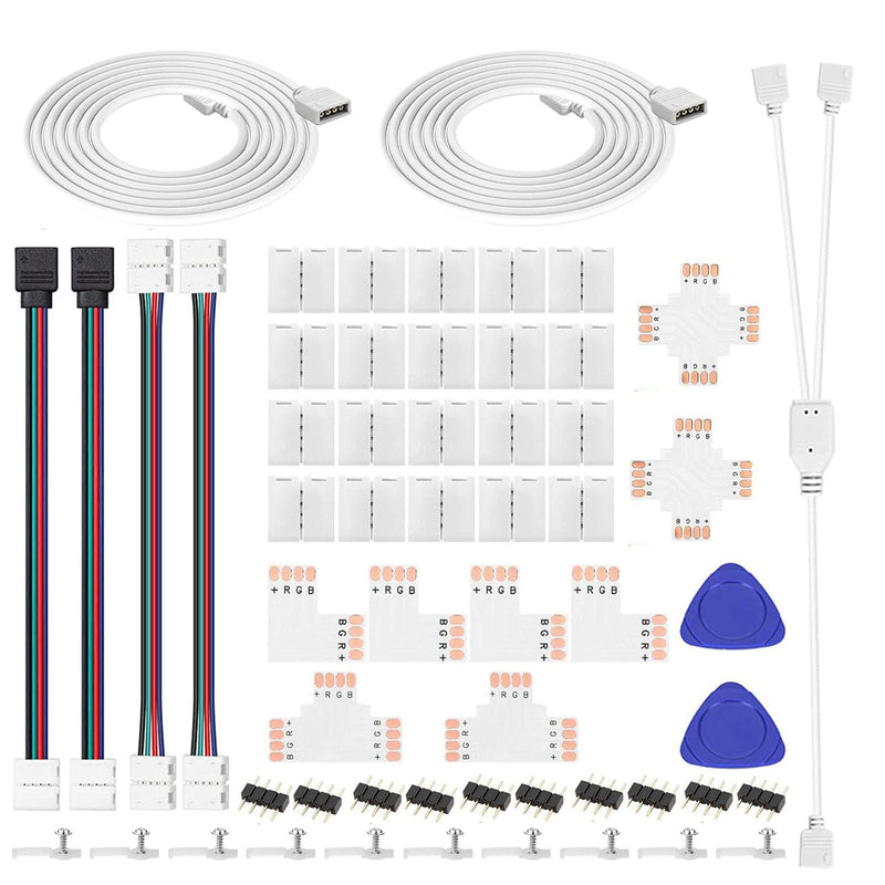 [Australia - AusPower] - 4 Pin LED connectors for Strip Lights 8MM L and T Shape Connectors,LED Strip Jumper Connectors for Controller 
