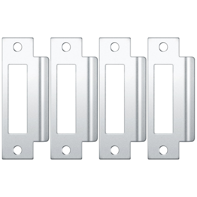 [Australia - AusPower] - Tandefio 4pcs 4-7/8" Universal Door Strike Plate T Strike Door Strike Plate Deadbolt Strike Plate Door Backplate Iron with Brushed Zinc Finish (Large Hole) Silver 