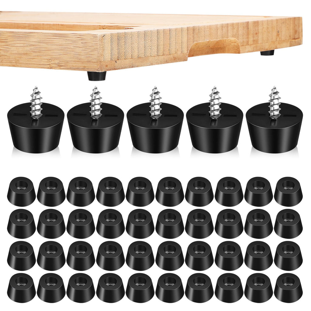 [Australia - AusPower] - DOITOOL 120 PCS Soft Cutting Board Rubber Feet with Stainless Steel Screws, 0.6 x 0.3 Inch Black Round Rubber Feet, Non Slip Bumper Pads for Furniture, Electronics and Appliances 