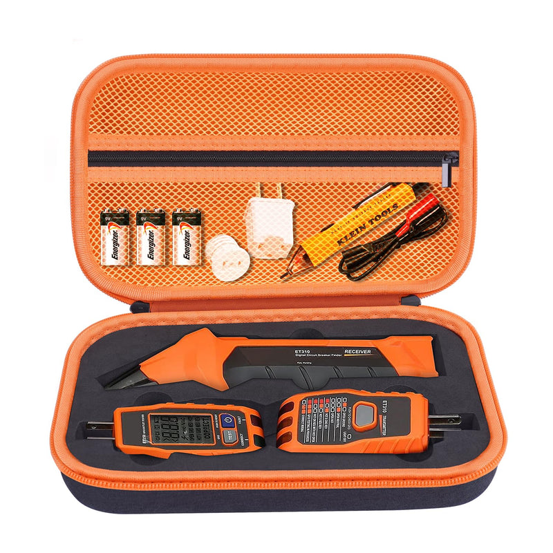 [Australia - AusPower] - HESTECH Hard Carrying Case Compatible with Klein Tools ET310 AC Circuit Breaker Finder & 80041 Outlet Repair Tool Kit & RT250 GFCI Receptacle Tester. Electrical Tools Storage Organizer Bag (Case Only) 