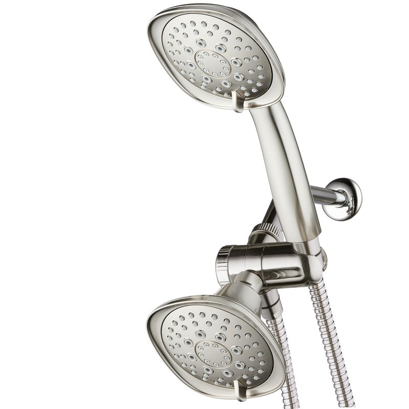 AquaDance Luxury Square 48-setting High-Pressure Dual Head/Handheld Shower Spa Combo. Extra-Long 72" Stainless Steel Hose, 3-way Flow Diverter, Satin Nickel Finish