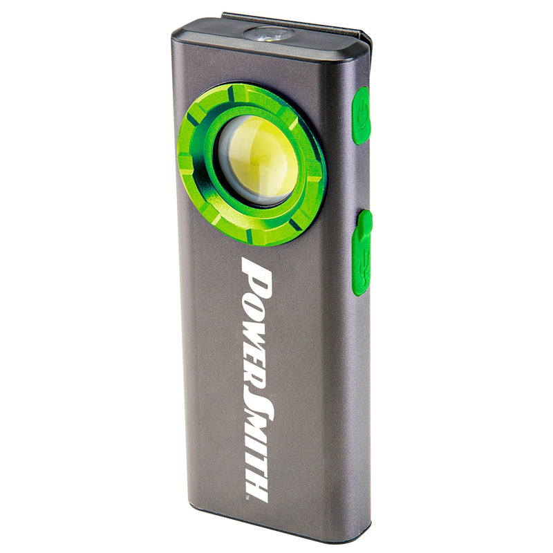 [Australia - AusPower] - POWERSMITH 1200 Lumen Rechargeable Work Light with Metal Housing, Magnetic Pocket Clip, USB-C Charging Cable, IPX7 Waterproof, and 2 Year Warranty (PLR12F2S) 