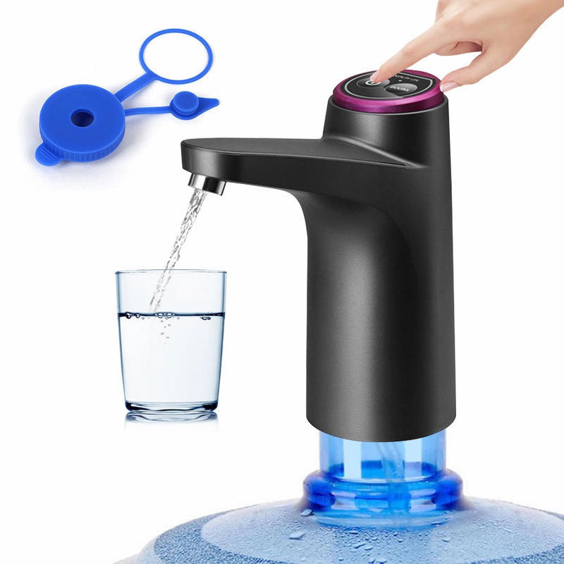 [Australia - AusPower] - HiPiCok Water Bottle Pump 5 Gallon Water Dispeser USB Charing Portable Electric Water Pump for 5 Gallon Bottle Auto Switch, Black 