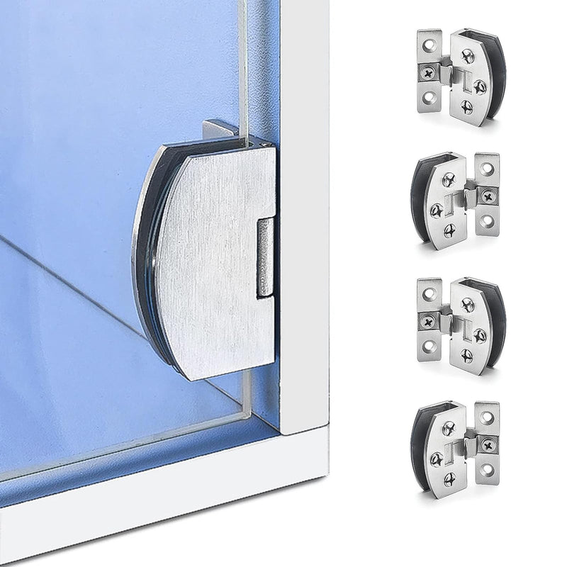 No Drill Glass Door Hinges 4 Pcs - Clip-On Mounting for Cabinet, Showcase, Wine Cabinet (Small) Small