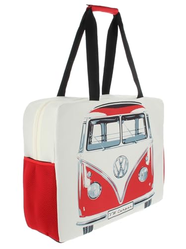 BRISA VW Collection - Volkswagen Large Shopping bag, Shopper bag, Beach bag Bus Front/Red