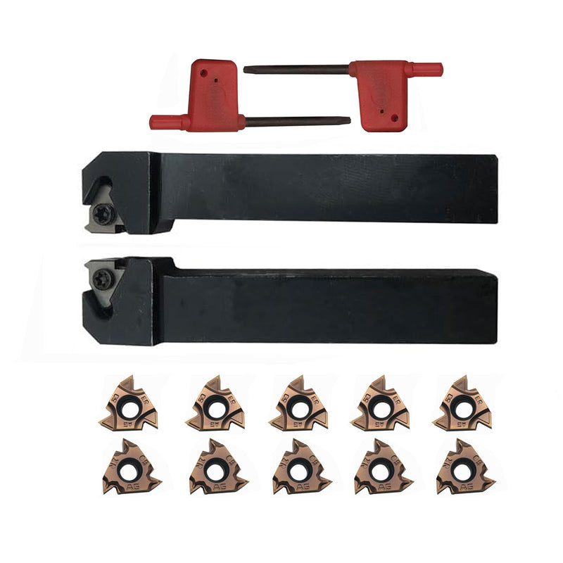 [Australia - AusPower] - Lather Threading Tool Bit Set External Internal Threading Boring Bars Turning Tool Holders with 11IR AG60 16ER 16IR AG60 Carbide Threading Inserts (2pcs 5/8 Holders + 16ER IR AG60) 2pcs 5/8 Holders + 16ER IR AG60 
