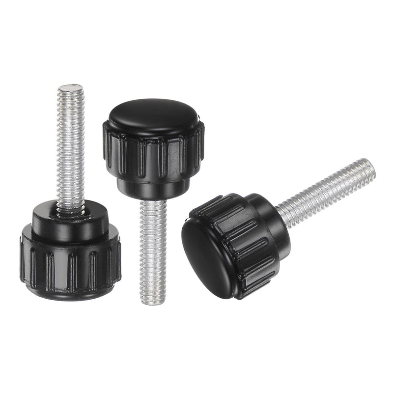 [Australia - AusPower] - uxcell 100pcs M4 x 15mm Male Thread Knurled Knobs, Thumb Screws Clamping Knobs Grip Plastic Round Head Hand Knobs Thumbscrews, Black 100 