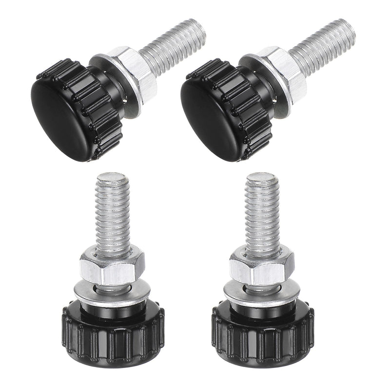 [Australia - AusPower] - uxcell 4 Set M6 x 20mm Male Thread Knurled Knobs Thumb Screws with Nuts Washers, Clamping Knob Grip 17mm Plastic Head Hand Knobs Thumbscrews, Black M6 x 20mmx 17mm 